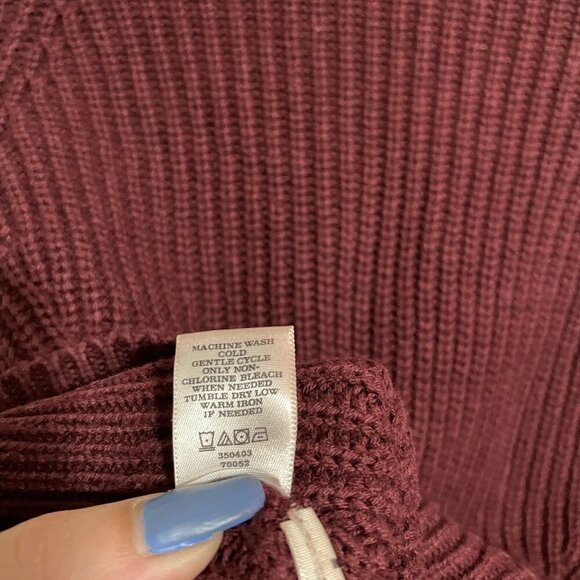 Ann Taylor Womens Maroon Chunky Knit Ribbed Semi Cropped Wool Blend Sweater XS - Picture 5 of 6